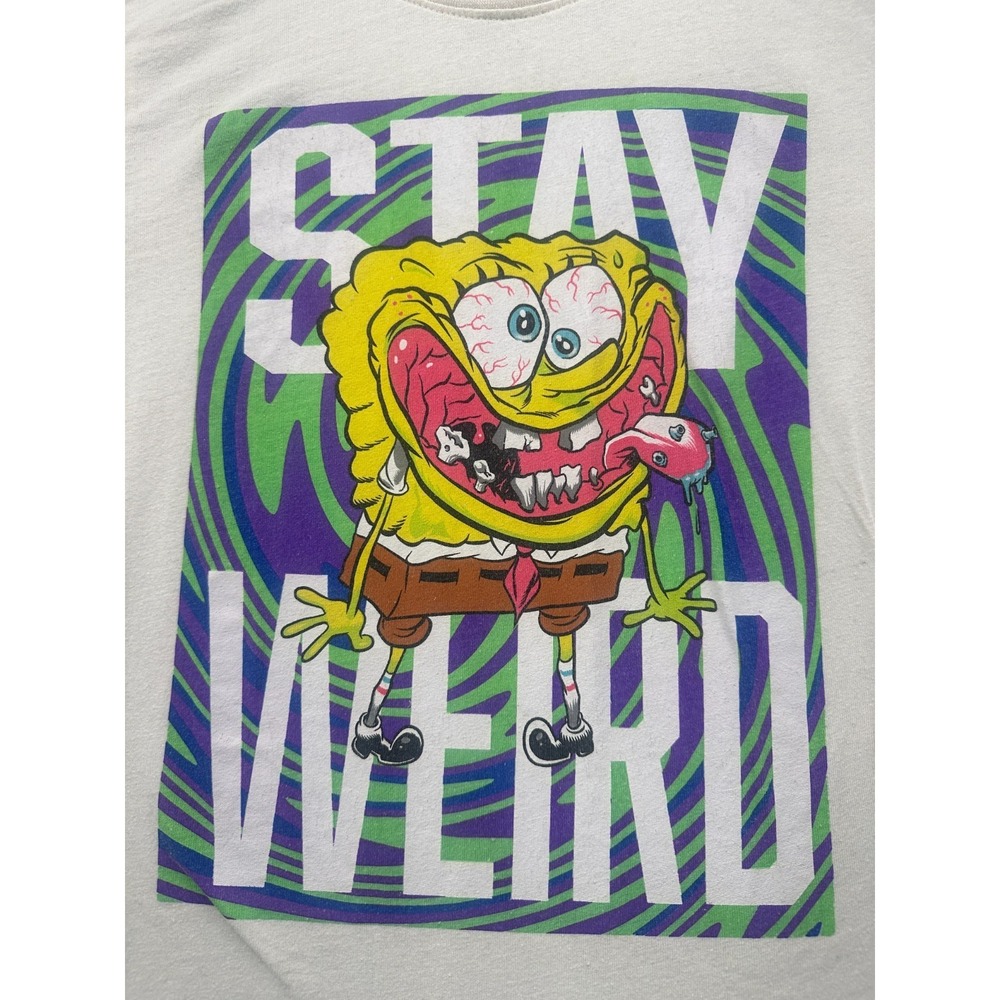 Nickelodeon T Shirt Mens Large White Spongebob Squarepants Graphic Stay Weird - Picture 6 of 9